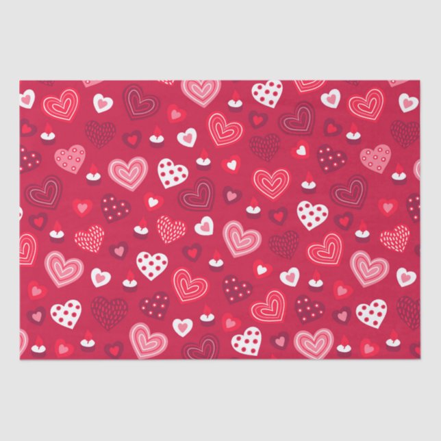 Cute Valentines hearts pattern Tissue Paper (Front)