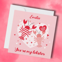 Cute Valentine's lobsters in love red and pink
