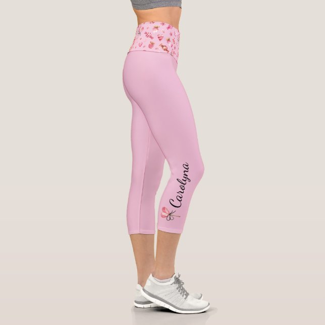 Cute Valentines Pink Candies High Waisted Capris (Right)