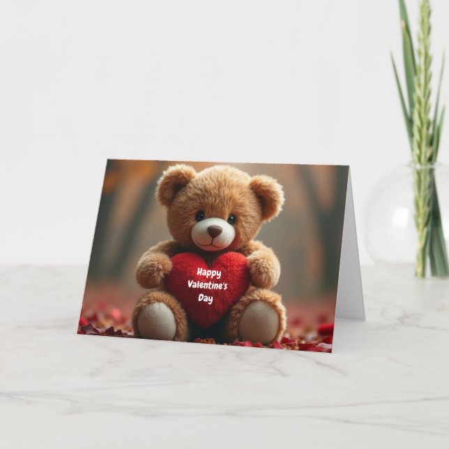 Cute Valentine's Teddy Bear Card (Front)