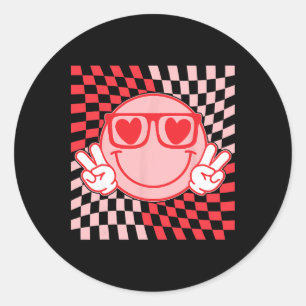 Cute Valentines Vibes Groovy Valentine Day Men Wom Classic Round Sticker