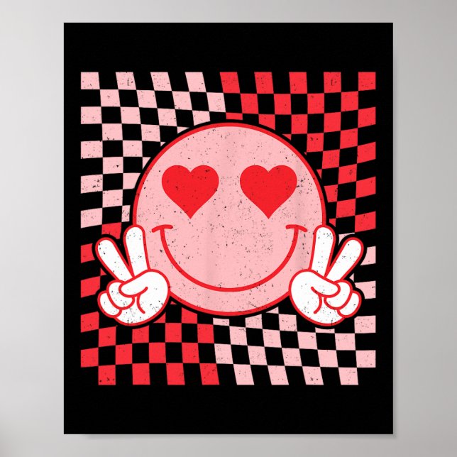 Cute Valentines Vibes Smile Face Valentine Day Men Poster (Front)