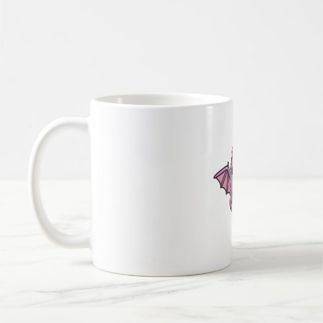 Cute Vampire Bat Drinking Bubble Tea Coffee Mug (Left)