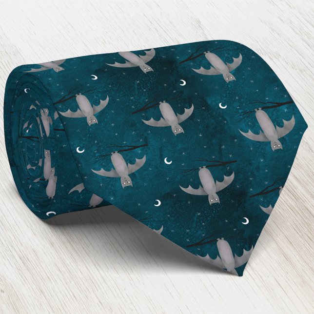 Cute Vampire Bat Green Tie (Fun Vampire Bat teal green neck tie)
