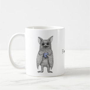 Cute Vampire Bat with Coffee Funny custom name Mug