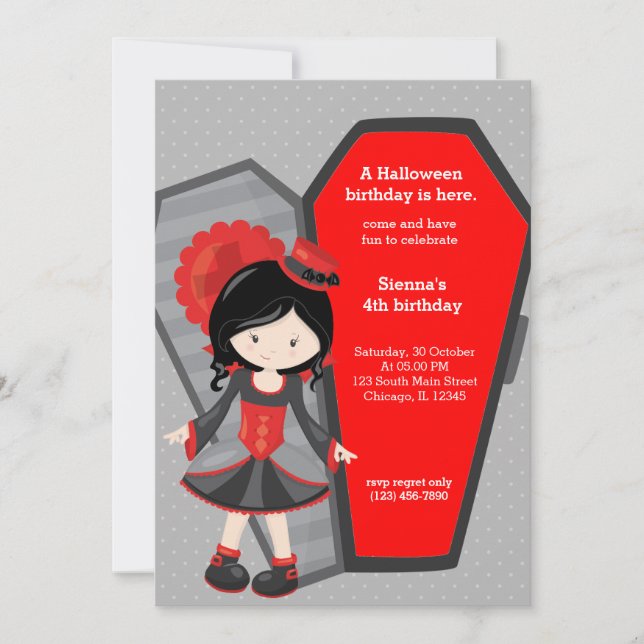 Cute vampire birthday invitation (Front)