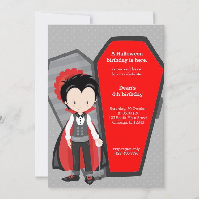 Cute vampire birthday invitation (Front)