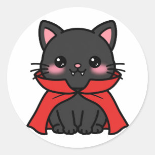 Cute Vampire Cat Halloween Classic Round Sticker