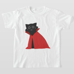 Cute Vampire Cat Halloween Kids T-Shirt