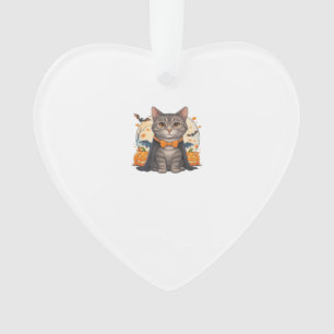 Cute Vampire Cat Halloween T-shirt Spooky Kitten Ornament