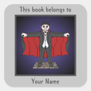 Cute Vampire/Dracula Bookplate Square Sticker