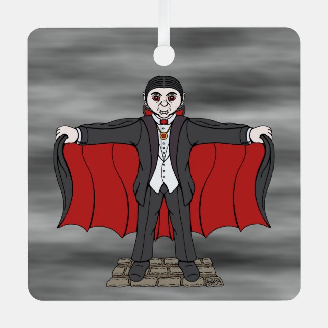 Cute Vampire/Dracula Metal Tree Decoration (Front)