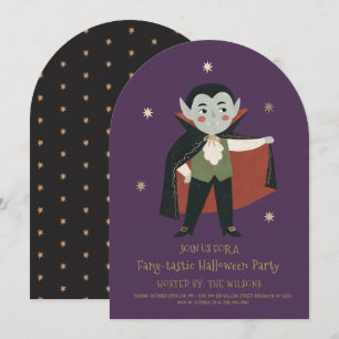 Cute Vampire Fang-tastic Halloween Party Invitation
