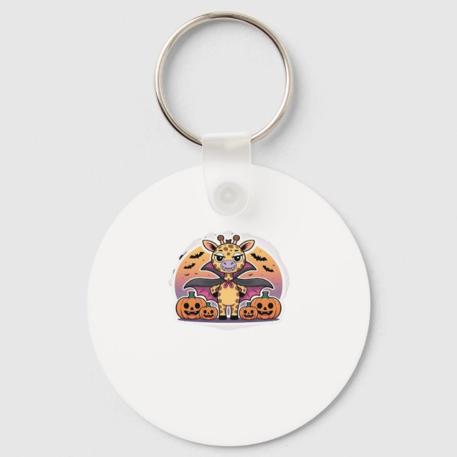 Cute Vampire Giraffe Halloween � Funny Spooky Anim Key Ring (Front)