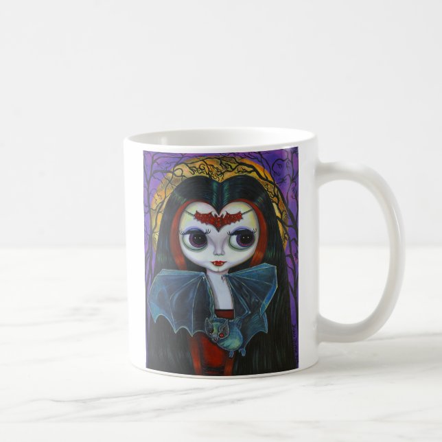 Cute Vampire Girl Doll with Bat Mug (Right)
