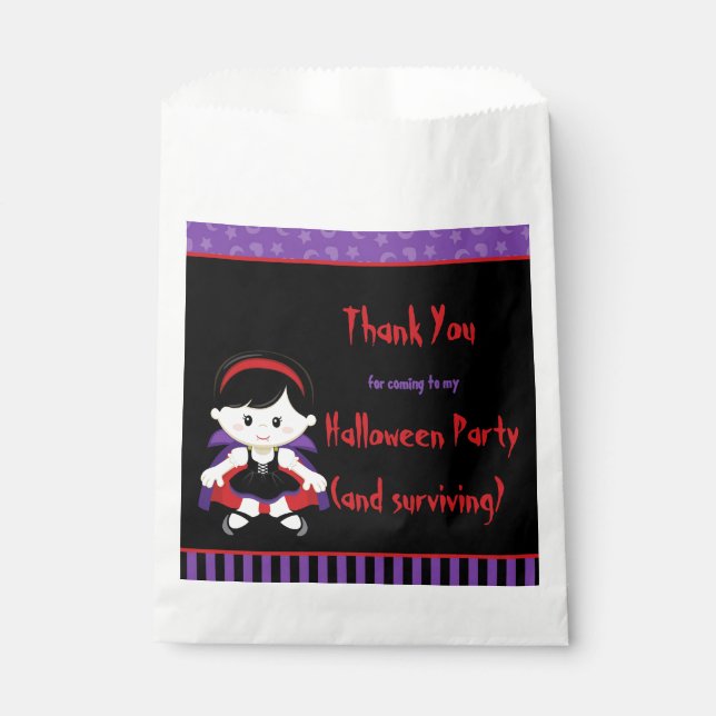 Cute Vampire Girl Halloween Party Favour Bags (Front)
