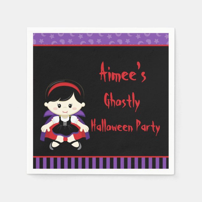 Cute Vampire Girl Halloween Party Napkin (Front)