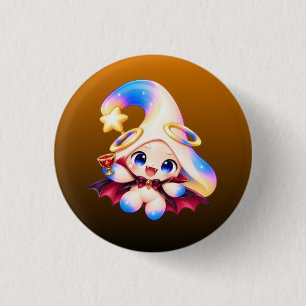 Cute Vampire Halloween Pastel Button - Spooky Cute