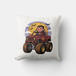 Cute Vampire Monster Truck Halloween Shirt Design_ Cushion