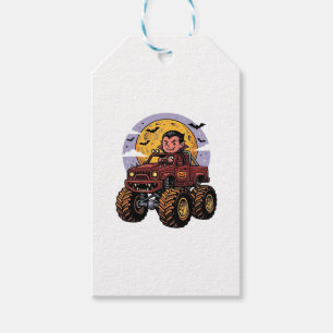 Cute Vampire Monster Truck Halloween Shirt Design_ Gift Tags