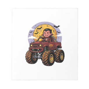 Cute Vampire Monster Truck Halloween Shirt Design_ Notepad