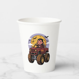 Cute Vampire Monster Truck Halloween Shirt Design_ Paper Cups