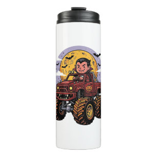 Cute Vampire Monster Truck Halloween Shirt Design_ Thermal Tumbler