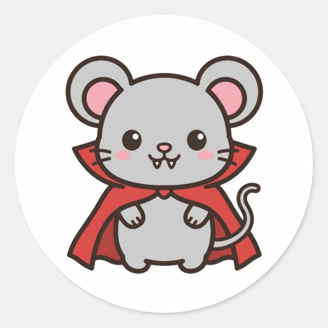 Cute Vampire Mouse Halloween Classic Round Sticker (Front)