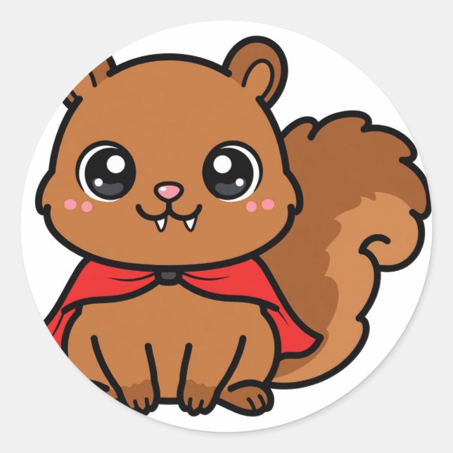 Cute Vampire Squirrel Halloween Classic Round Sticker (Front)