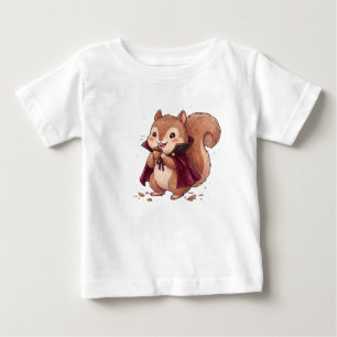 Cute Vampire Squirrel with Acorn Halloween Cape Co Baby T-Shirt