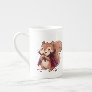 Cute Vampire Squirrel with Acorn Halloween Cape Co Bone China Mug