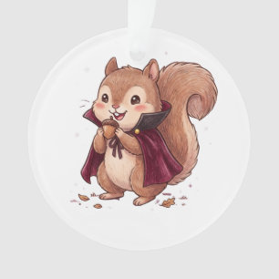Cute Vampire Squirrel with Acorn Halloween Cape Co Ornament