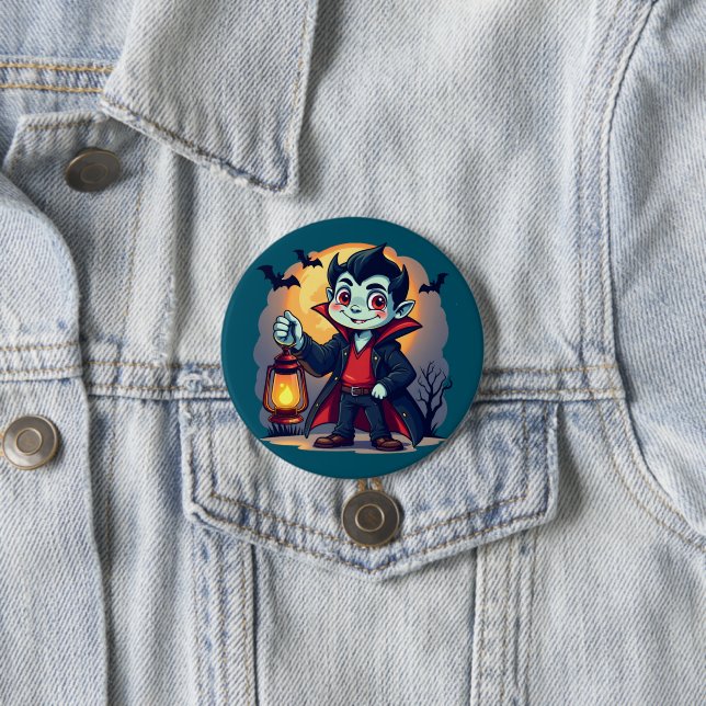 Cute Vampire with Lantern Kawaii Halloween 7.5 Cm Round Badge (In Situ)