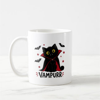 Cute Vampurr Black Cat Dracula Halloween Coffee Mug