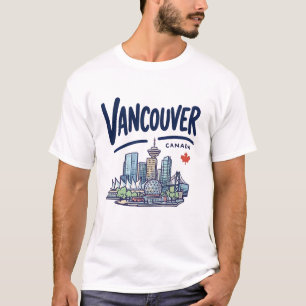 Cute Vancouver BC Canada Colorful Skyline City T-Shirt