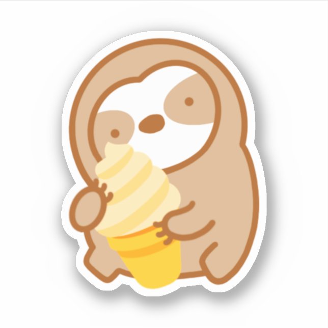 Cute Vanilla Ice Cream Cone Sloth (Front)