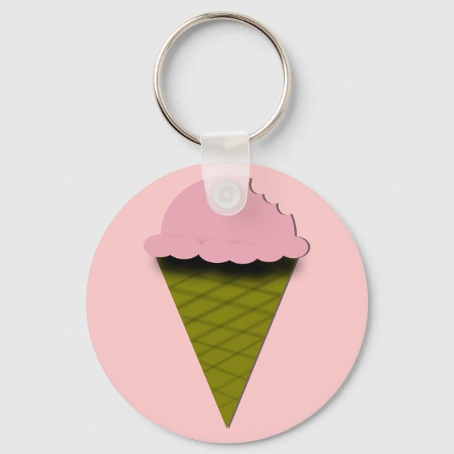 Cute Vector Strawberry Ice Cream Key Ring (Front)