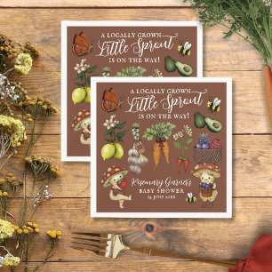 Cute Veg Locally Grown Little Sprout Baby Shower Napkin
