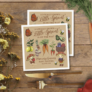 Cute Veg Locally Grown Little Sprout Baby Shower Napkin