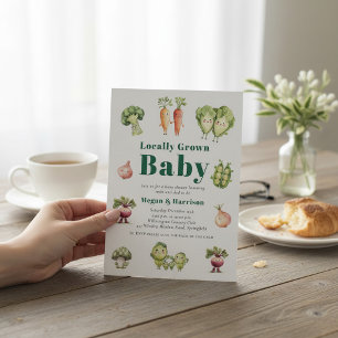 Cute Vegetable Baby Shower Invitation with QR rsvp