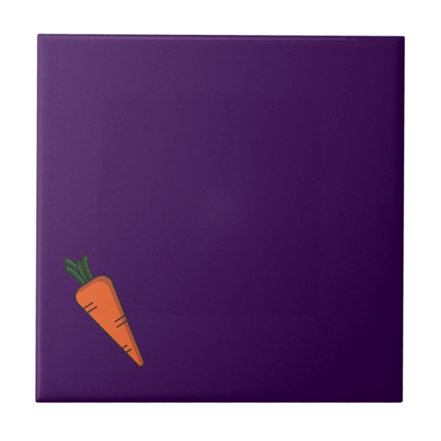 Cute vegetables carrot purple pattern  tile (Front)