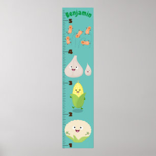 Cute vegetables cartoon illustration growth chart