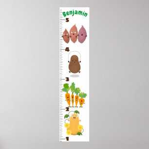 Cute vegetables cartoon illustration growth chart