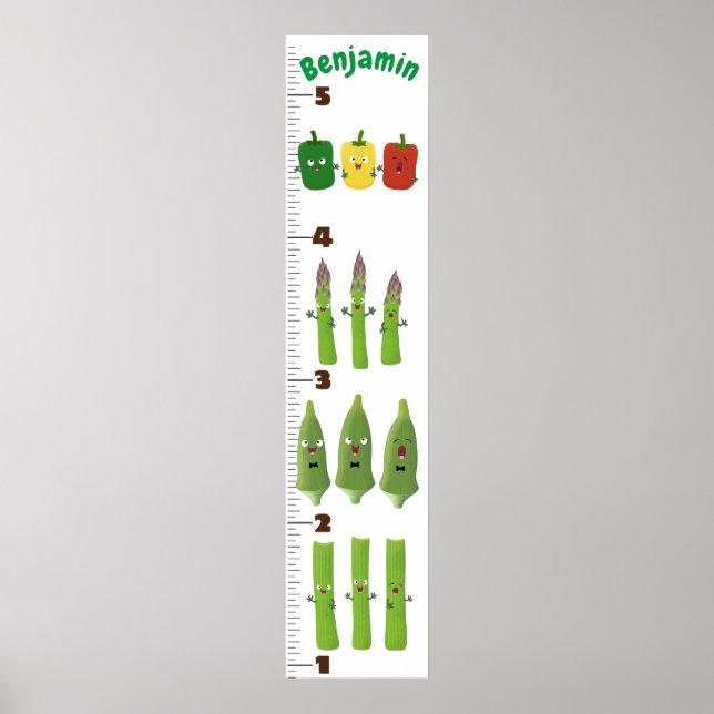 Cute vegetables cartoon illustration growth chart (Front)