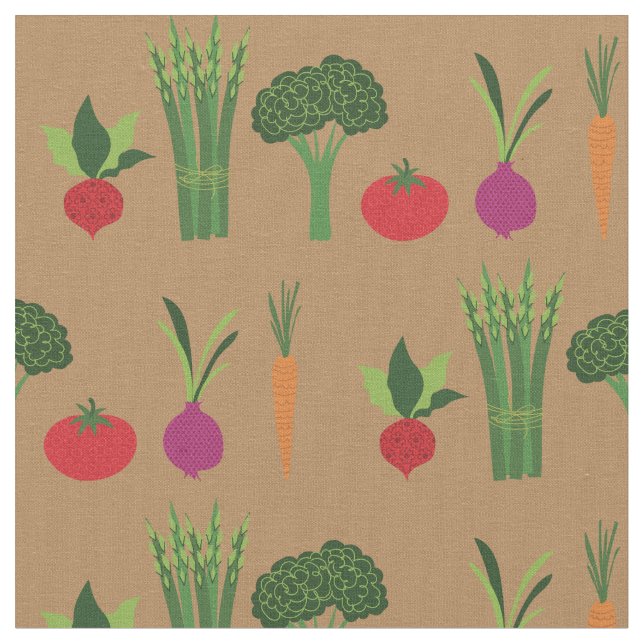 Cute Vegetables Food Fabric (Close Up)