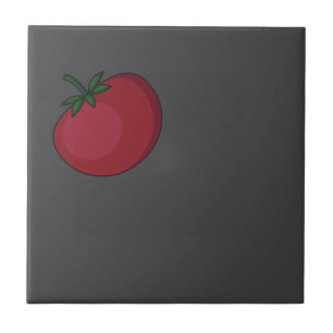 Cute vegetables pattern tomato grey tile