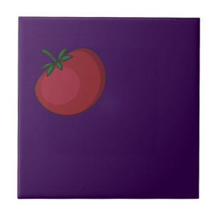 Cute vegetables pattern tomato purple tile