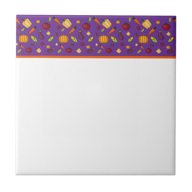 Cute vegetables purple pattern  tile (Front)