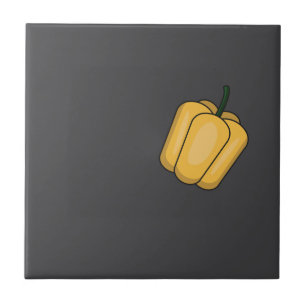 Cute vegetables sweet pepper grey pattern tile