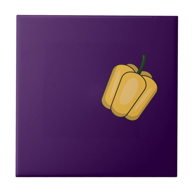 Cute vegetables sweet pepper  purple pattern  tile (Front)